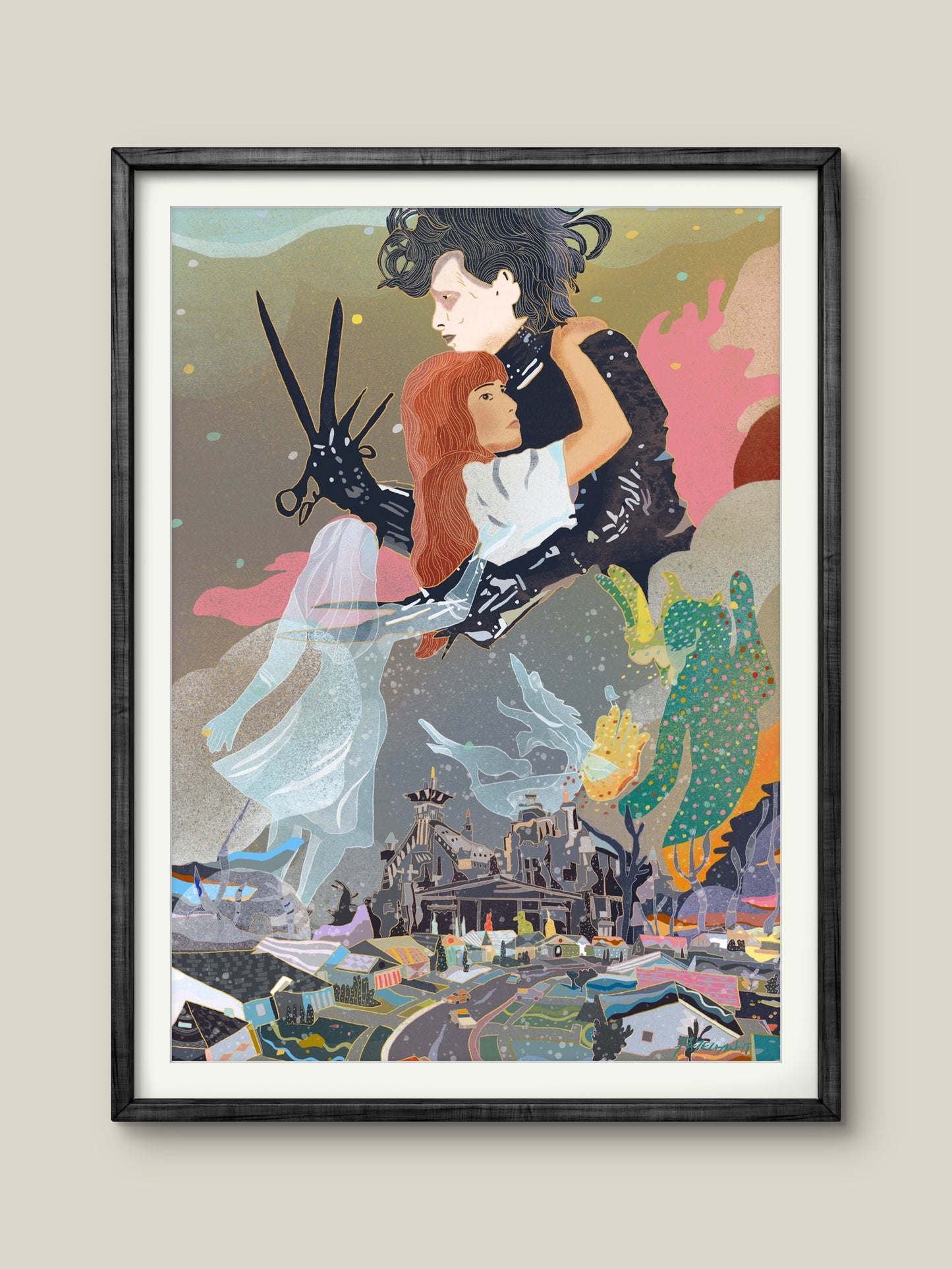 Edward Scissorhands and Kim Illustration Print