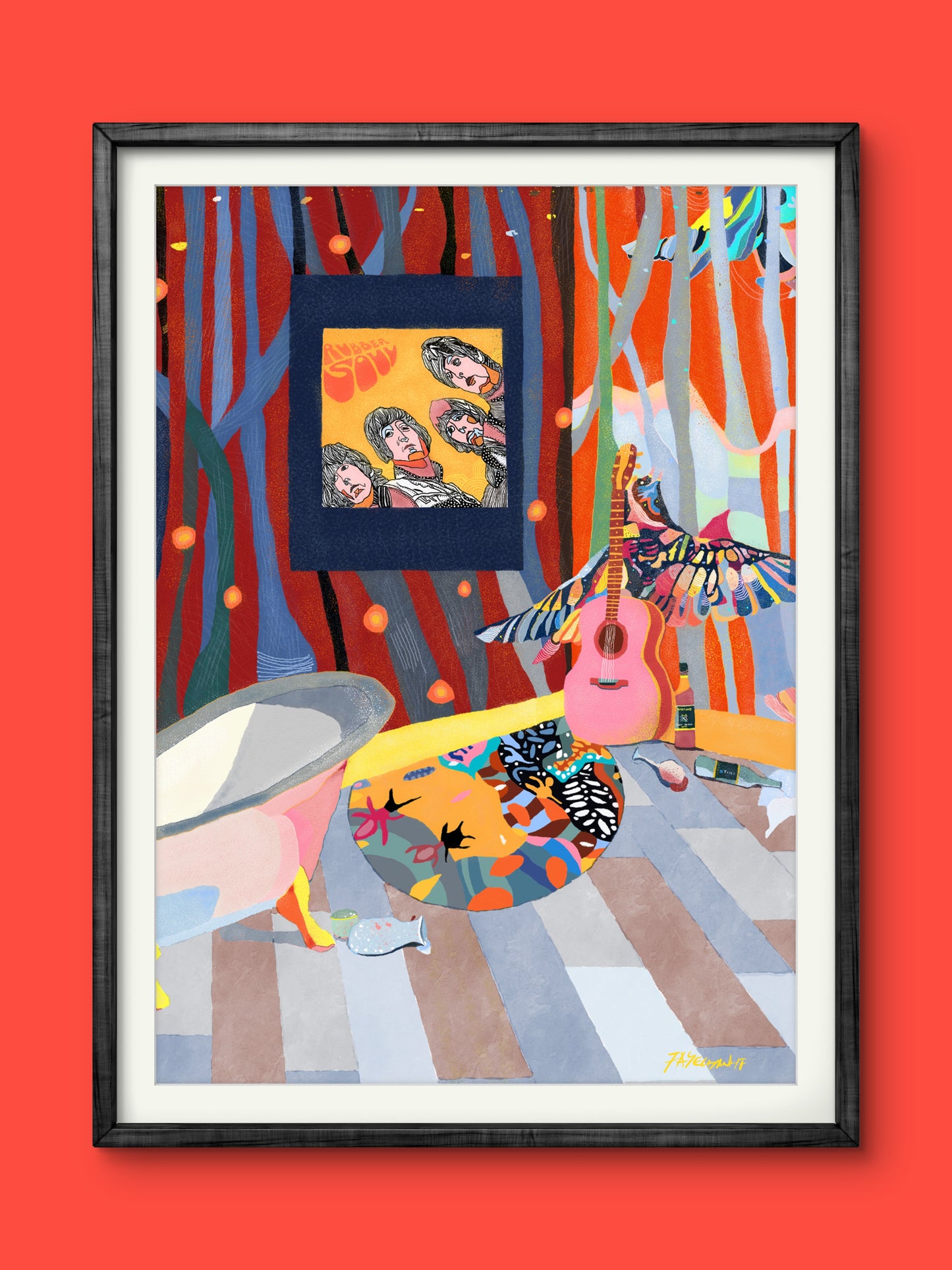 Beatles Norwegian Wood illustration Print