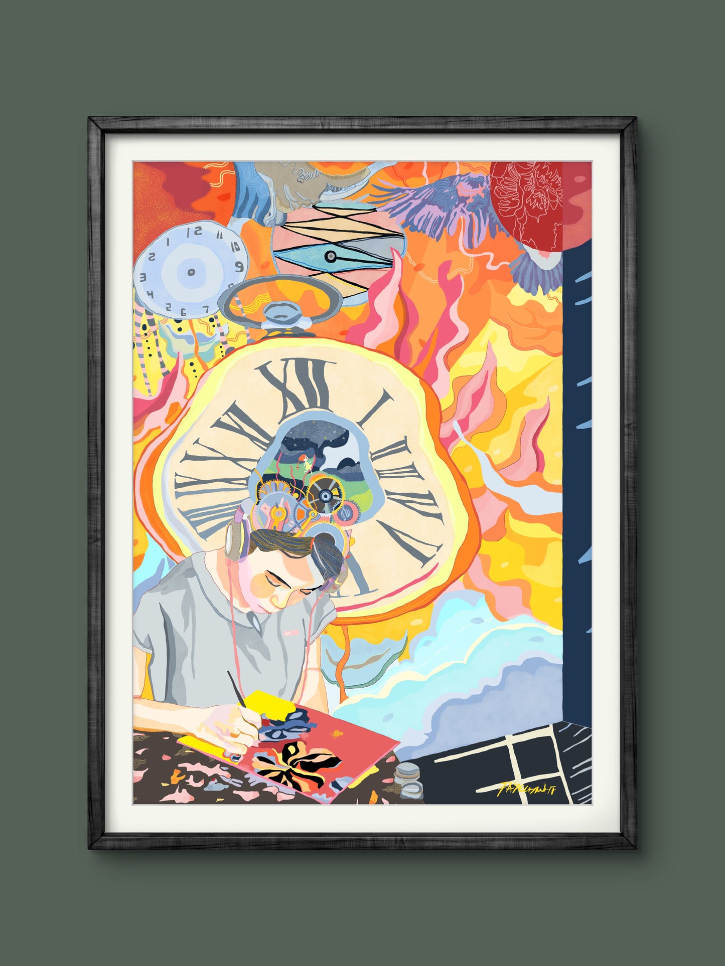 Artist Self Portrait Illustration Print