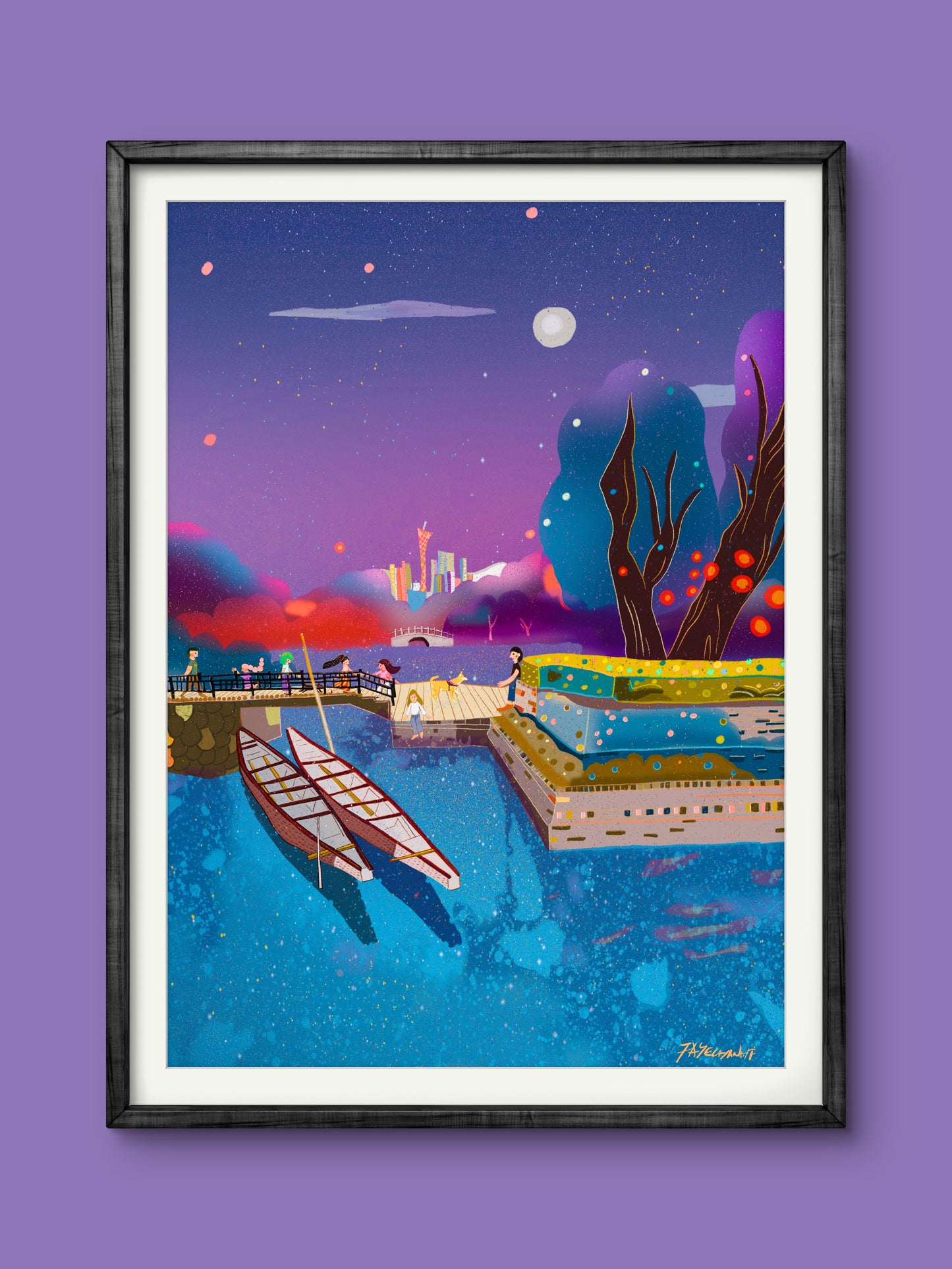 View of Guangzhou, China Illustration Print