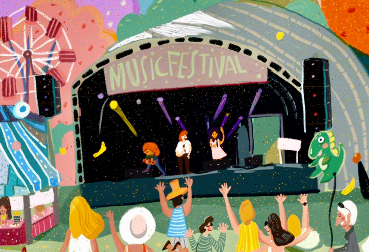 Music Festival Illustration Print