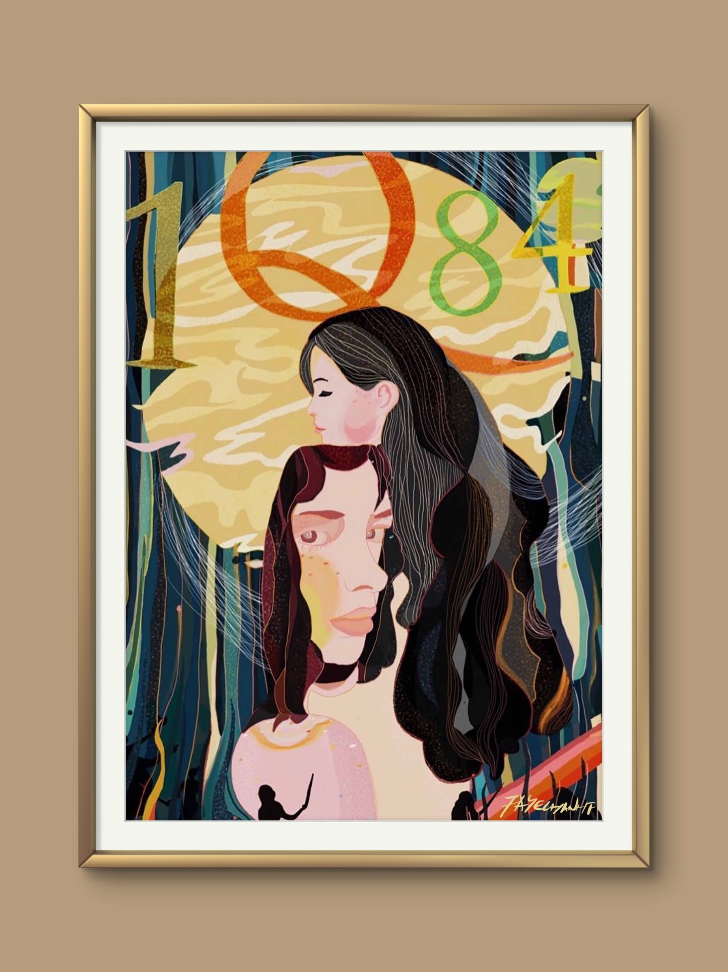 1Q84 book novel by Haruki Murakami Illustration Print