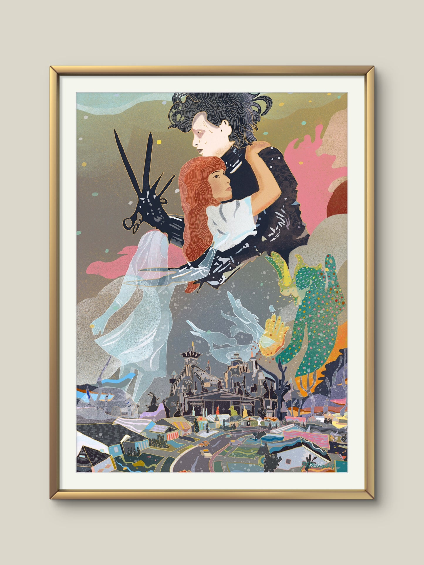 Edward Scissorhands and Kim Illustration Print