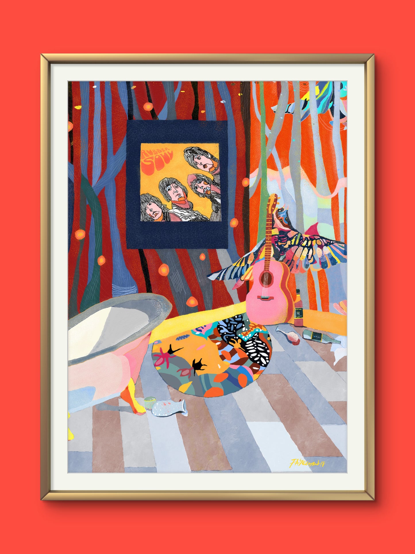 Beatles Norwegian Wood illustration Print