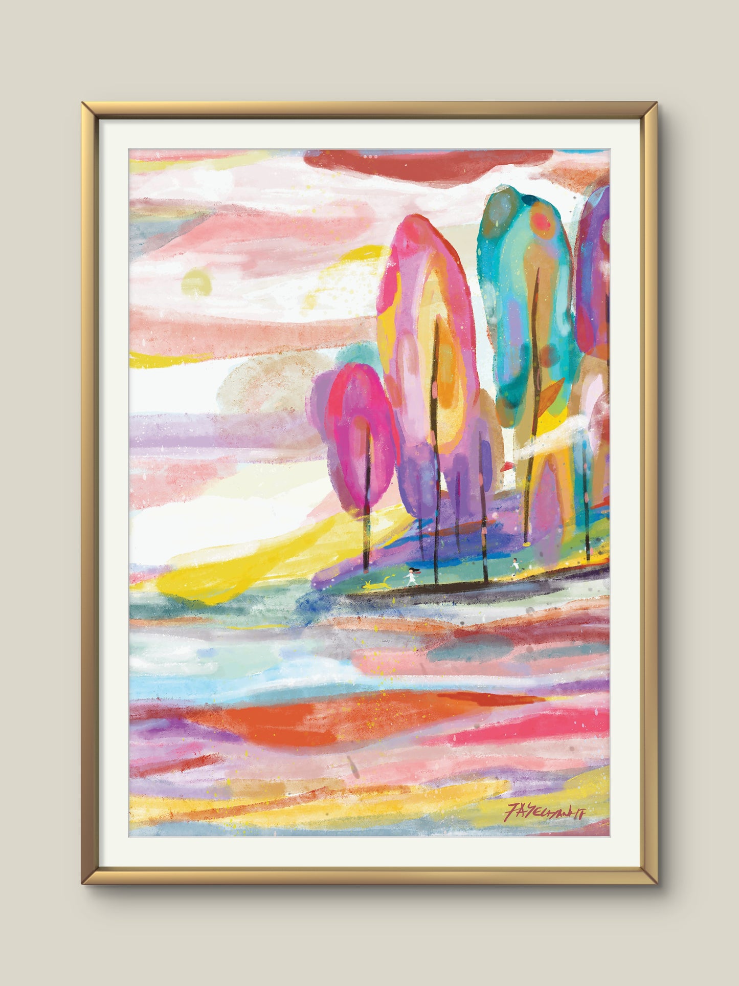 Sunset Walk illustration Print