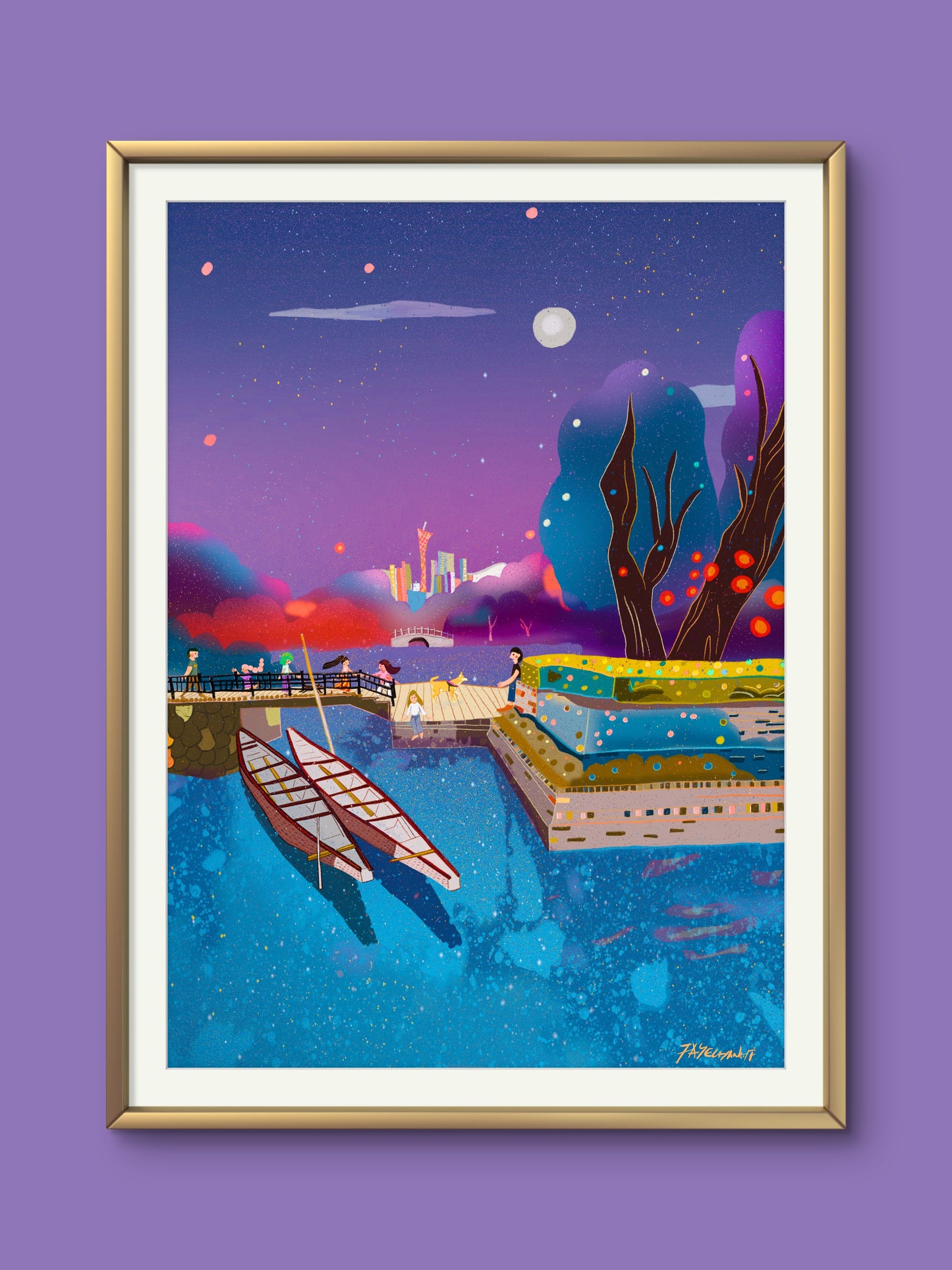 View of Guangzhou, China Illustration Print