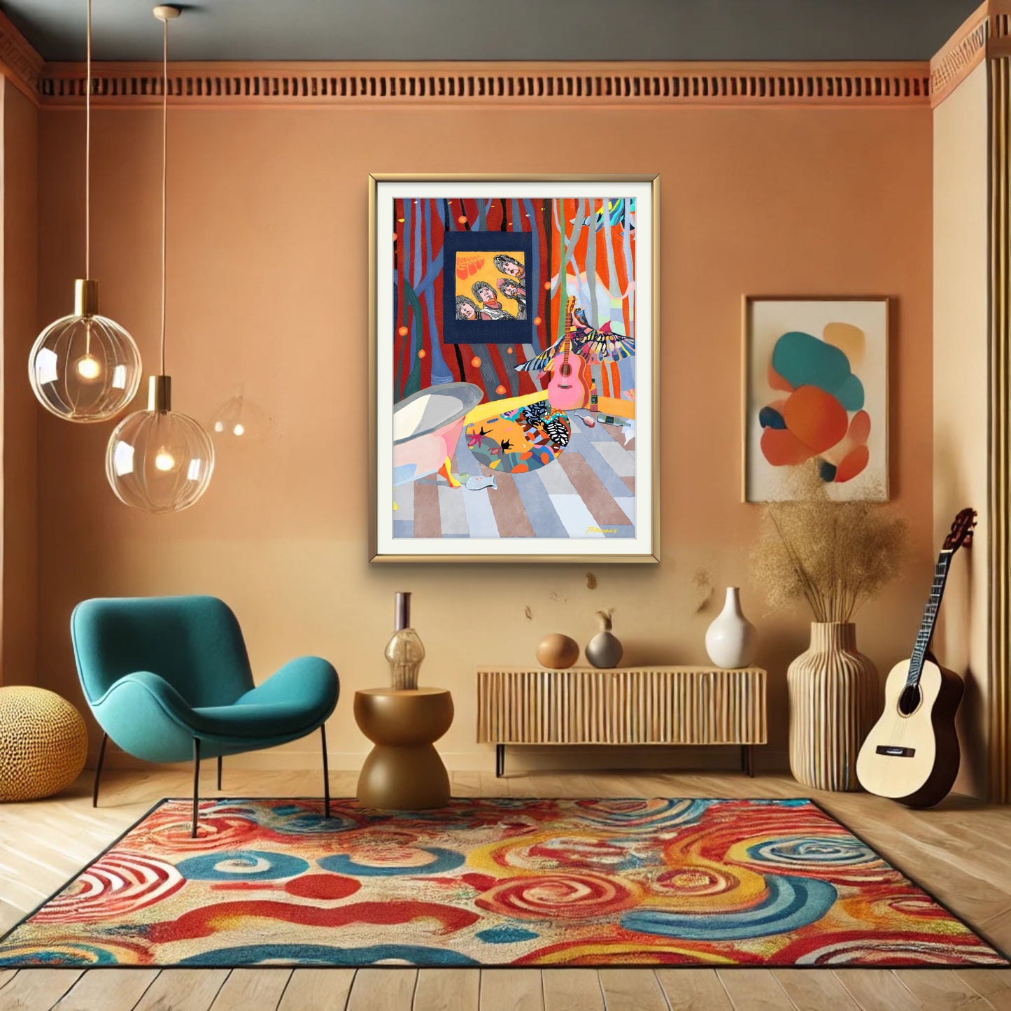Beatles Norwegian Wood illustration Print