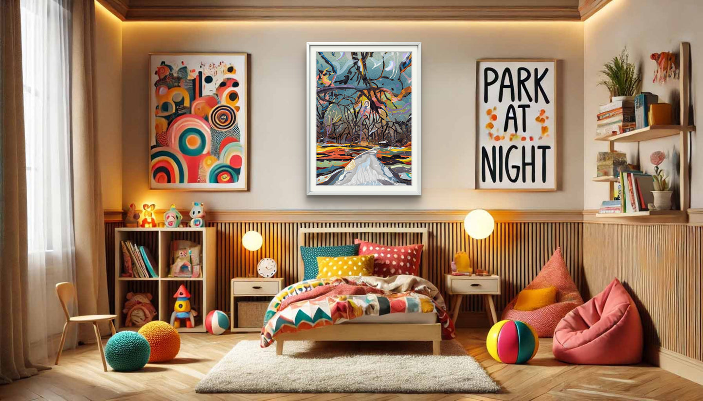 Park at Night Illustration Print