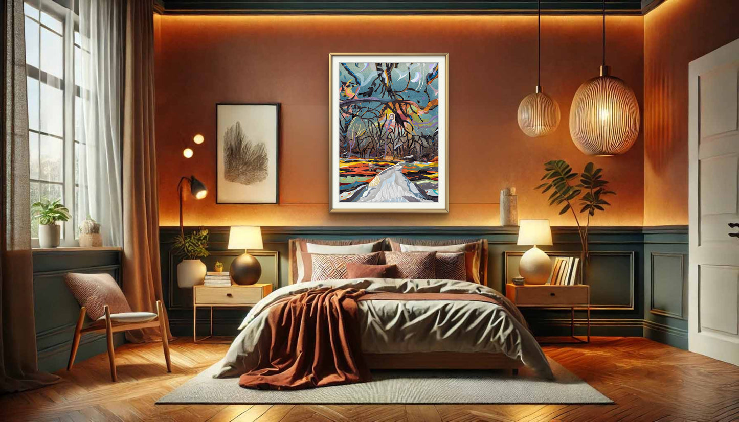 Park at Night Illustration Print