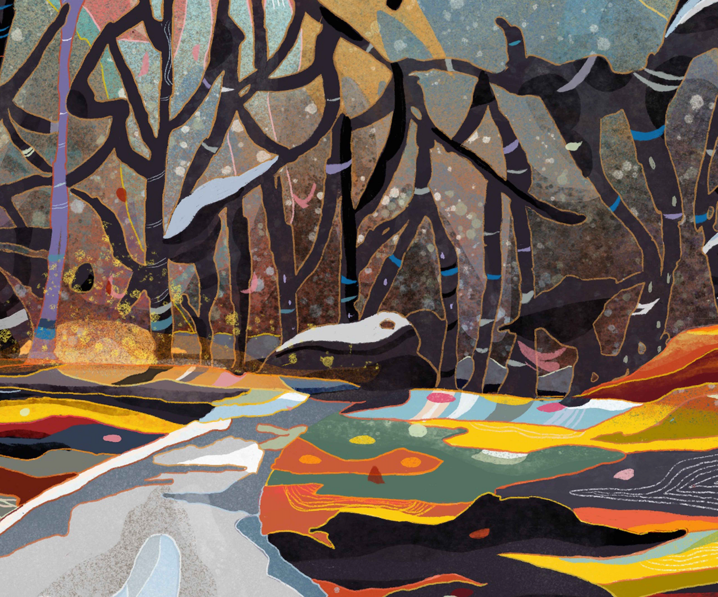 Park at Night Illustration Print