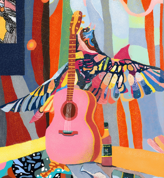Beatles Norwegian Wood illustration Print