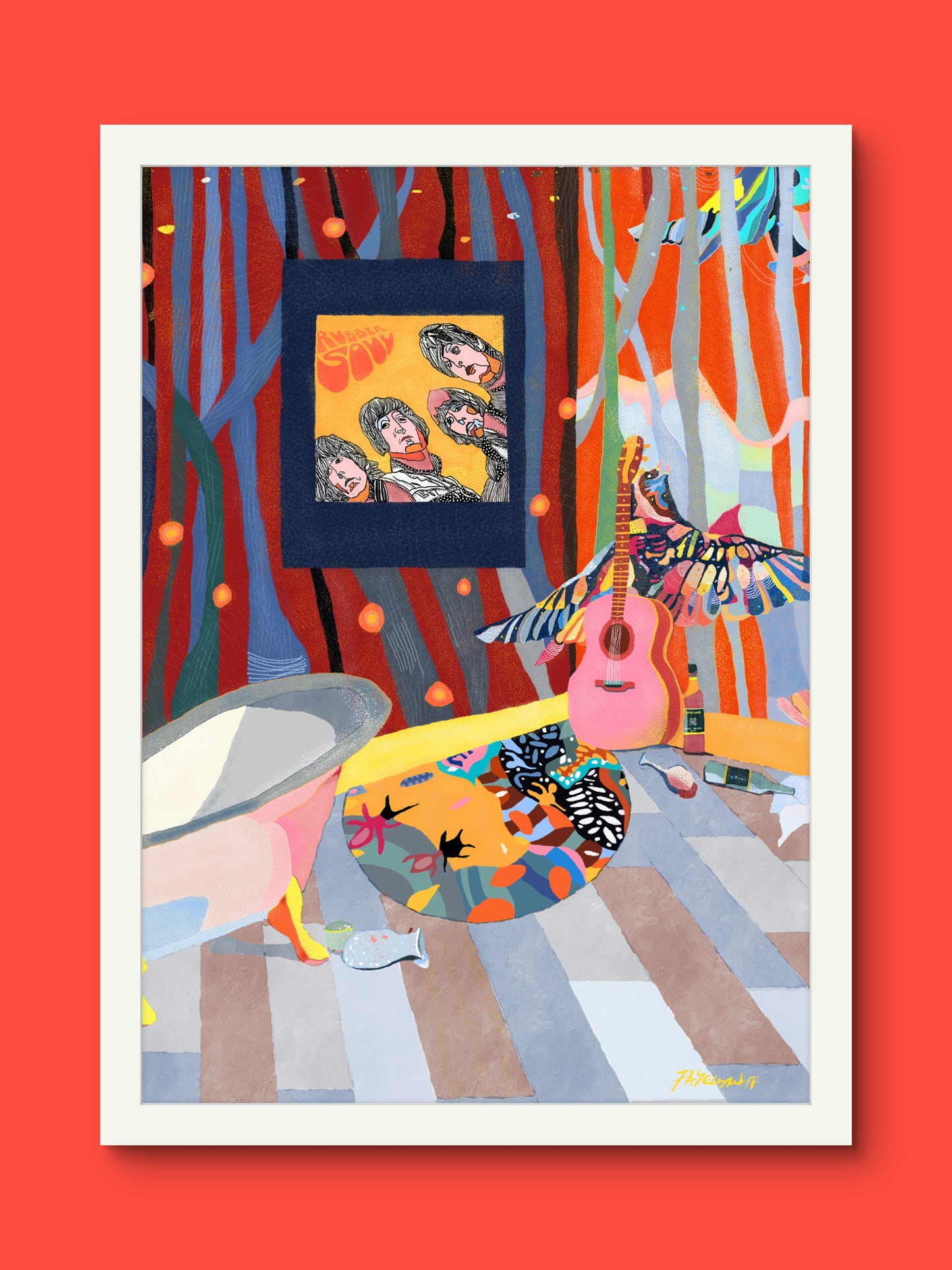 Beatles Norwegian Wood illustration Print