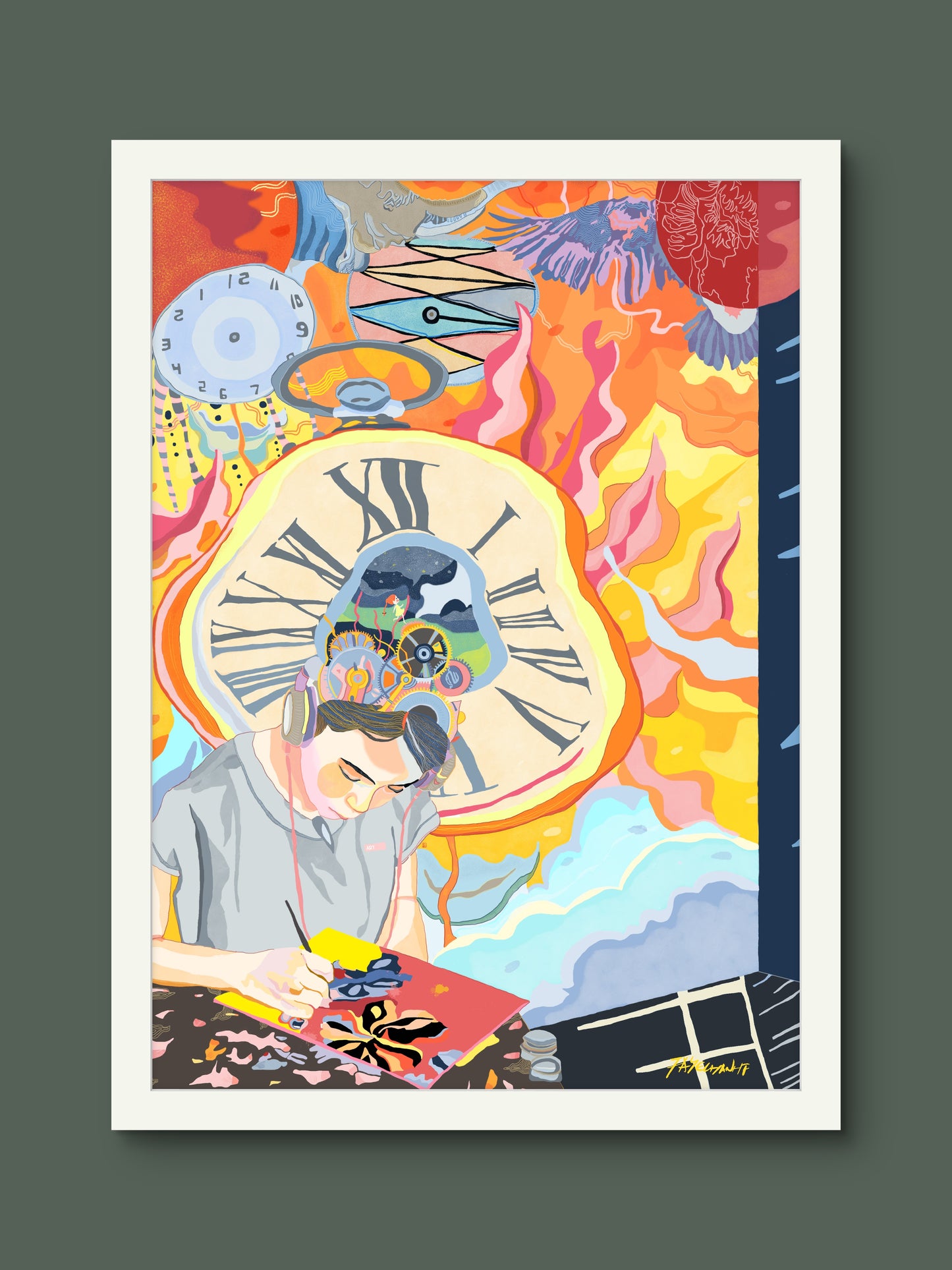 Artist Self Portrait Illustration Print