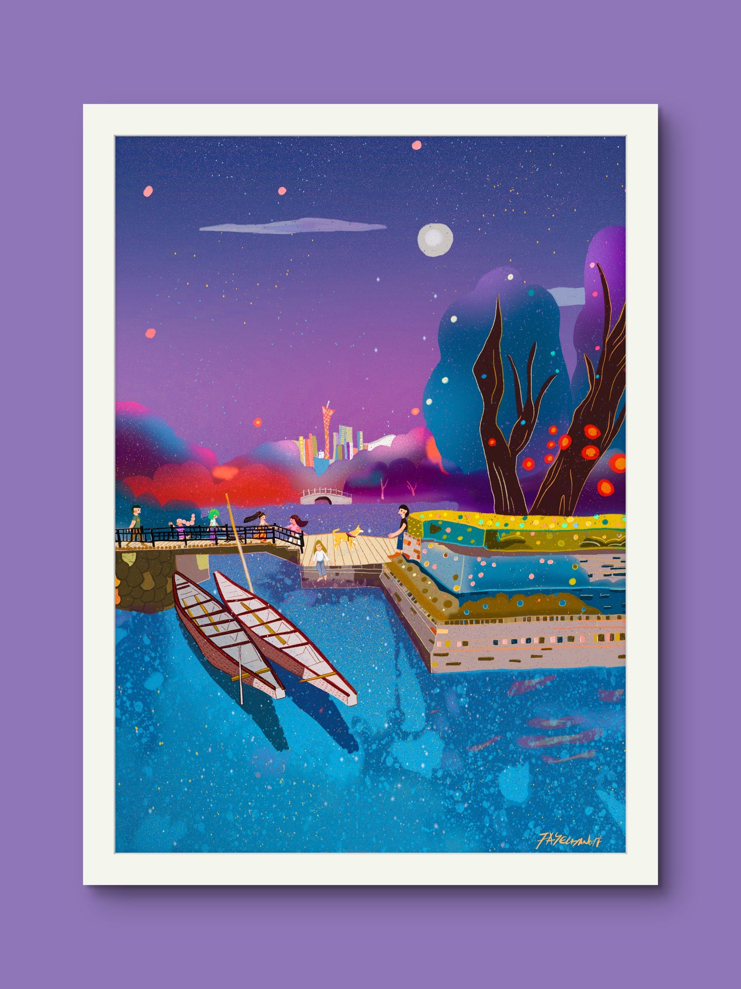 View of Guangzhou, China Illustration Print