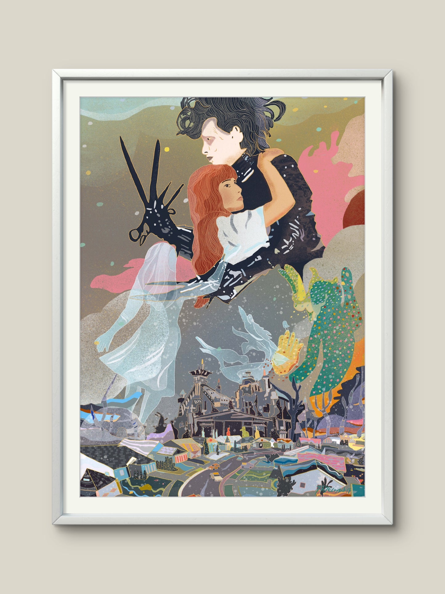 Edward Scissorhands and Kim Illustration Print