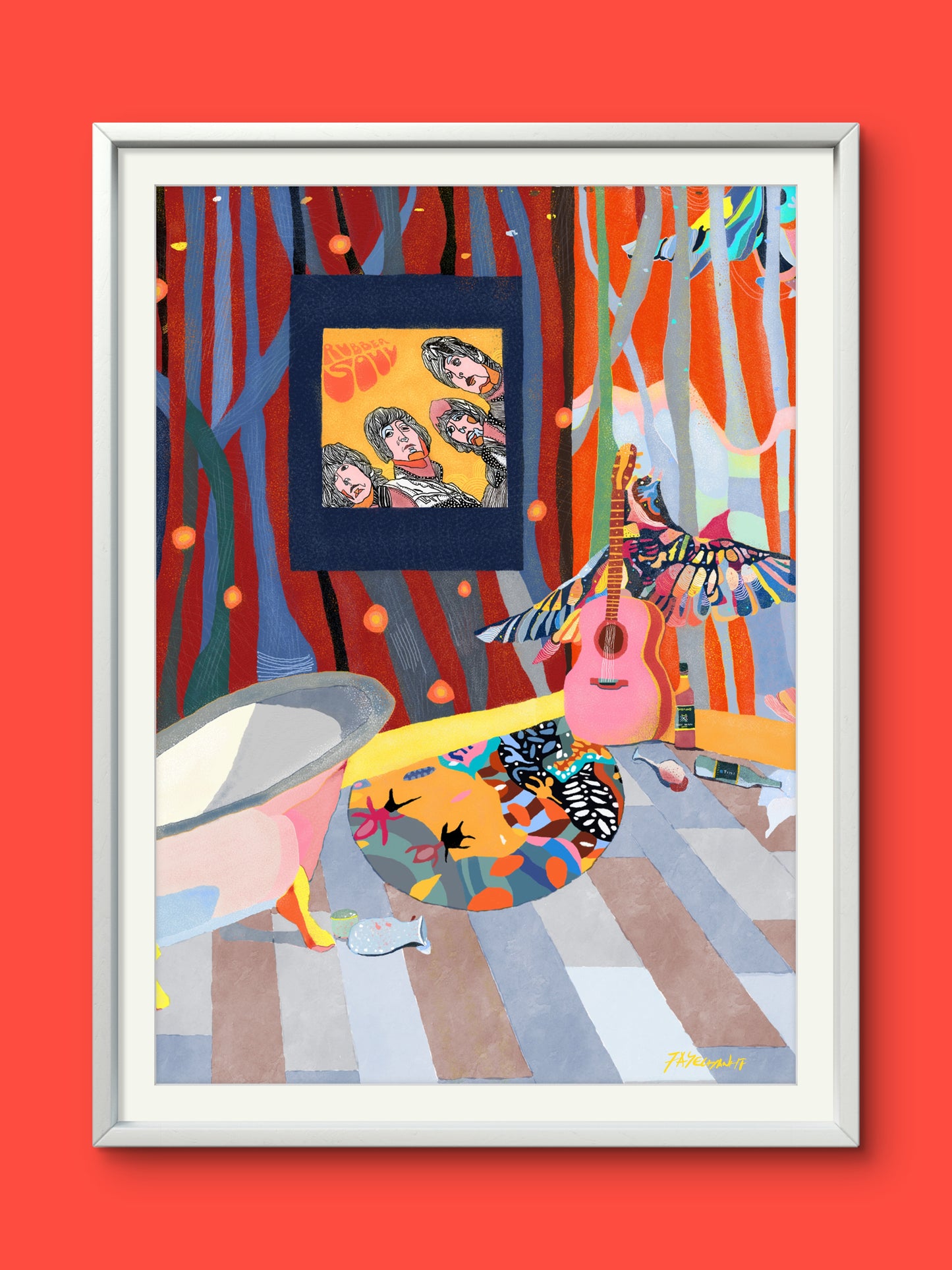 Beatles Norwegian Wood illustration Print