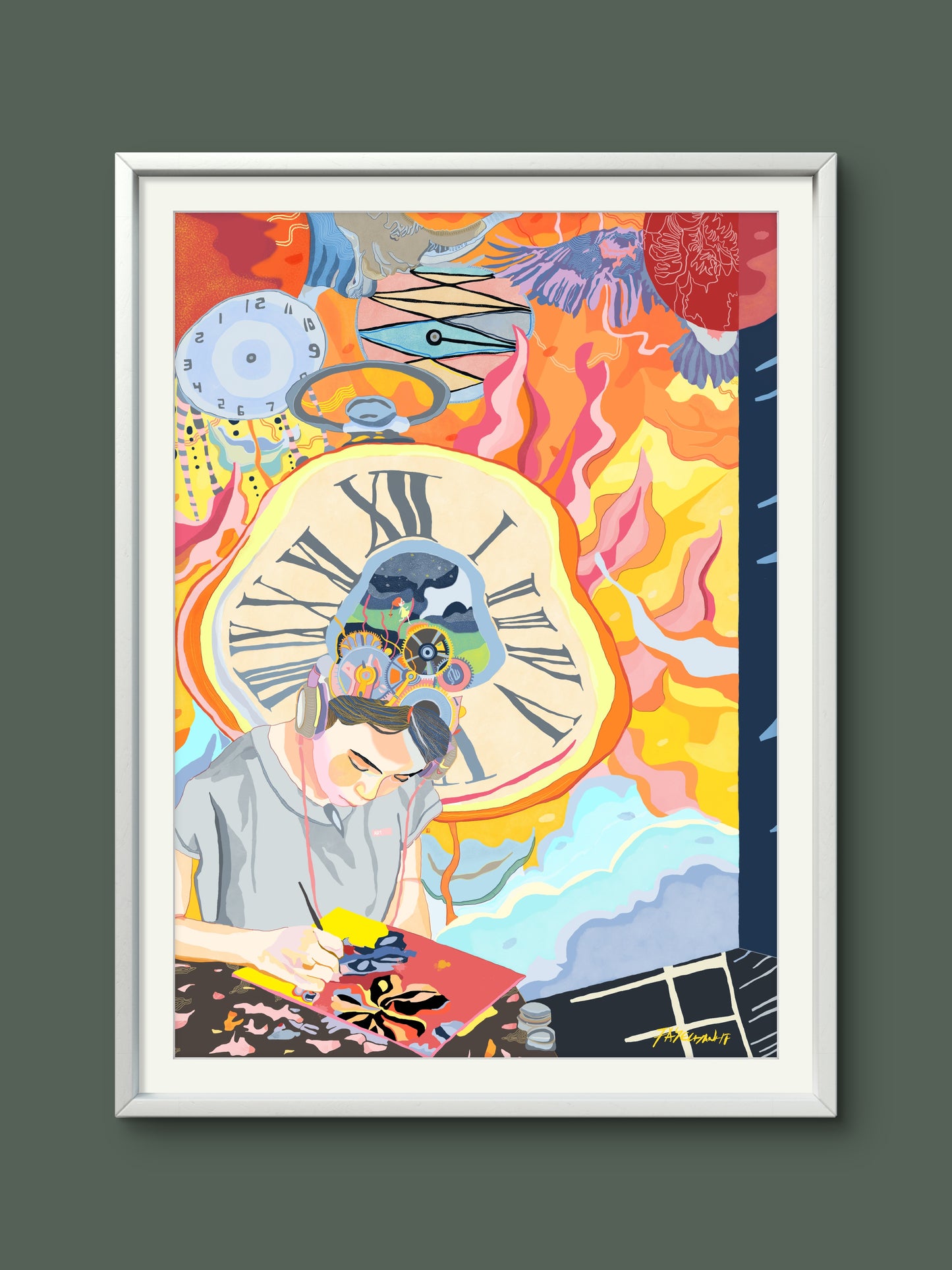 Artist Self Portrait Illustration Print