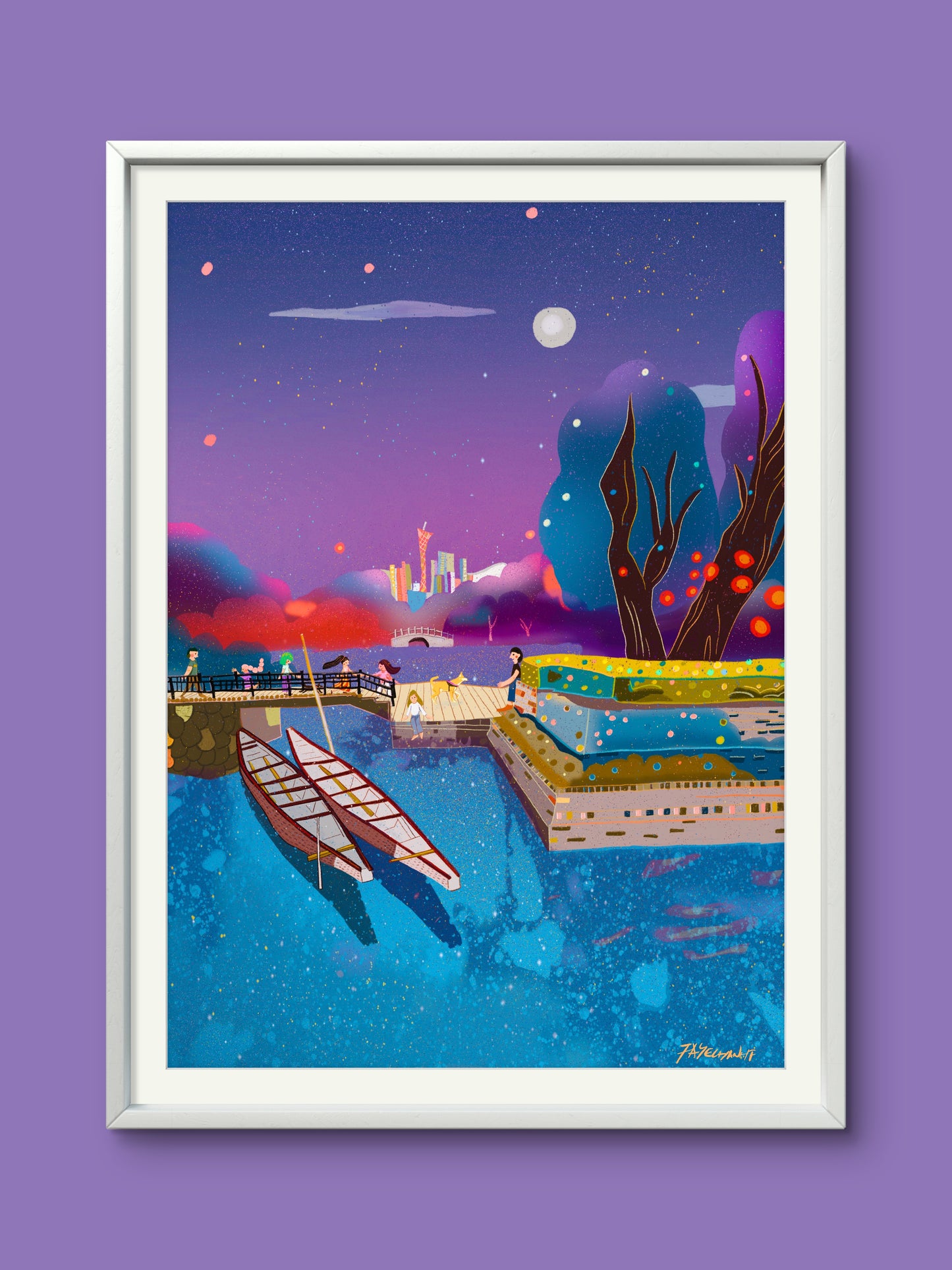 View of Guangzhou, China Illustration Print