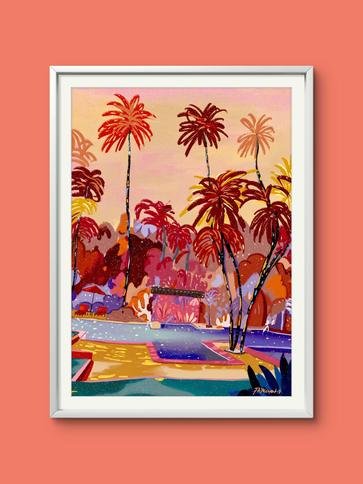 The Swimming Pool Illustration Print