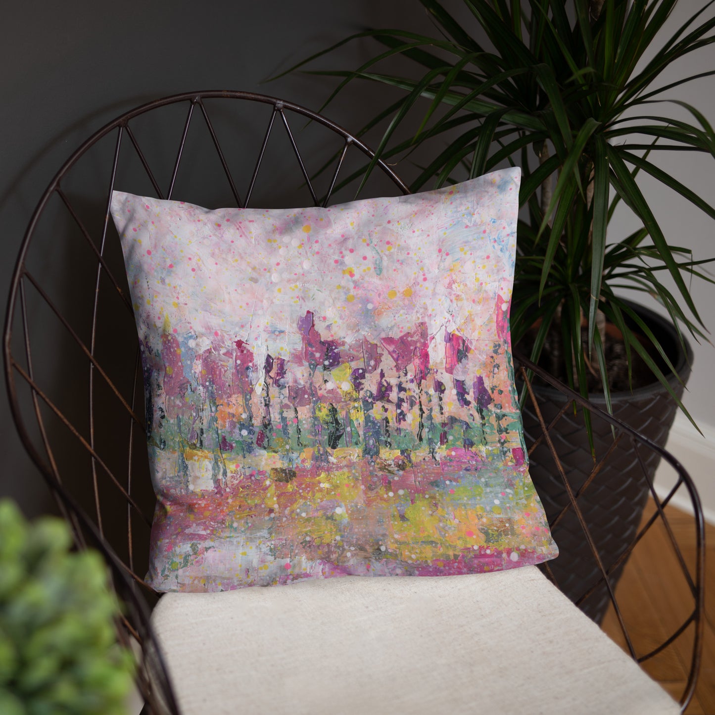Pink Mushroom Trees Double-sided cushion