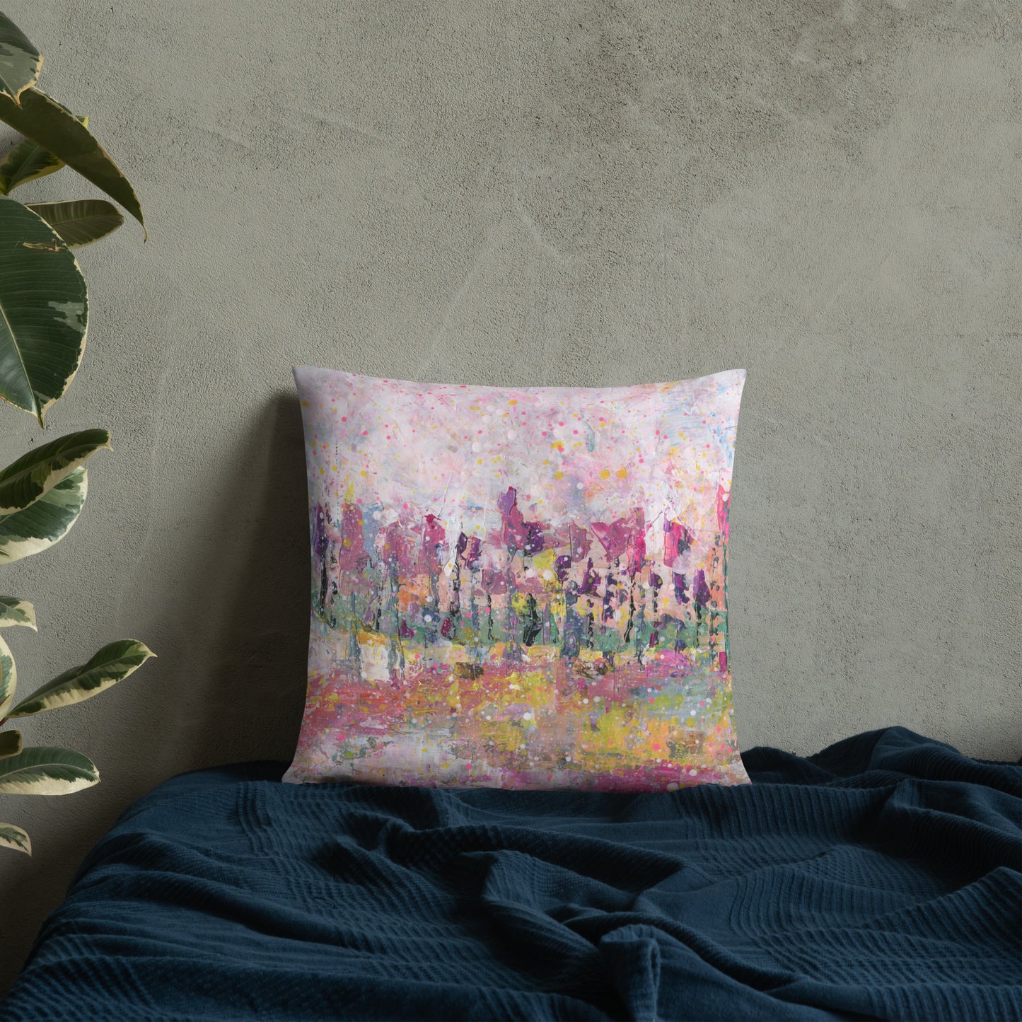 Pink Mushroom Trees Double-sided cushion