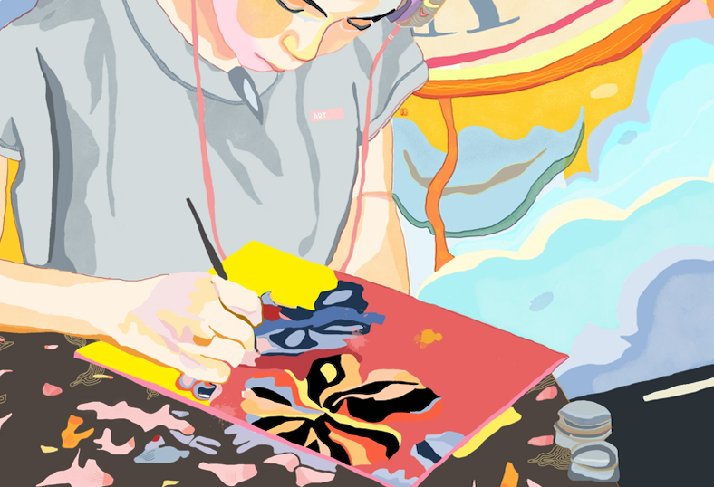Artist Self Portrait Illustration Print