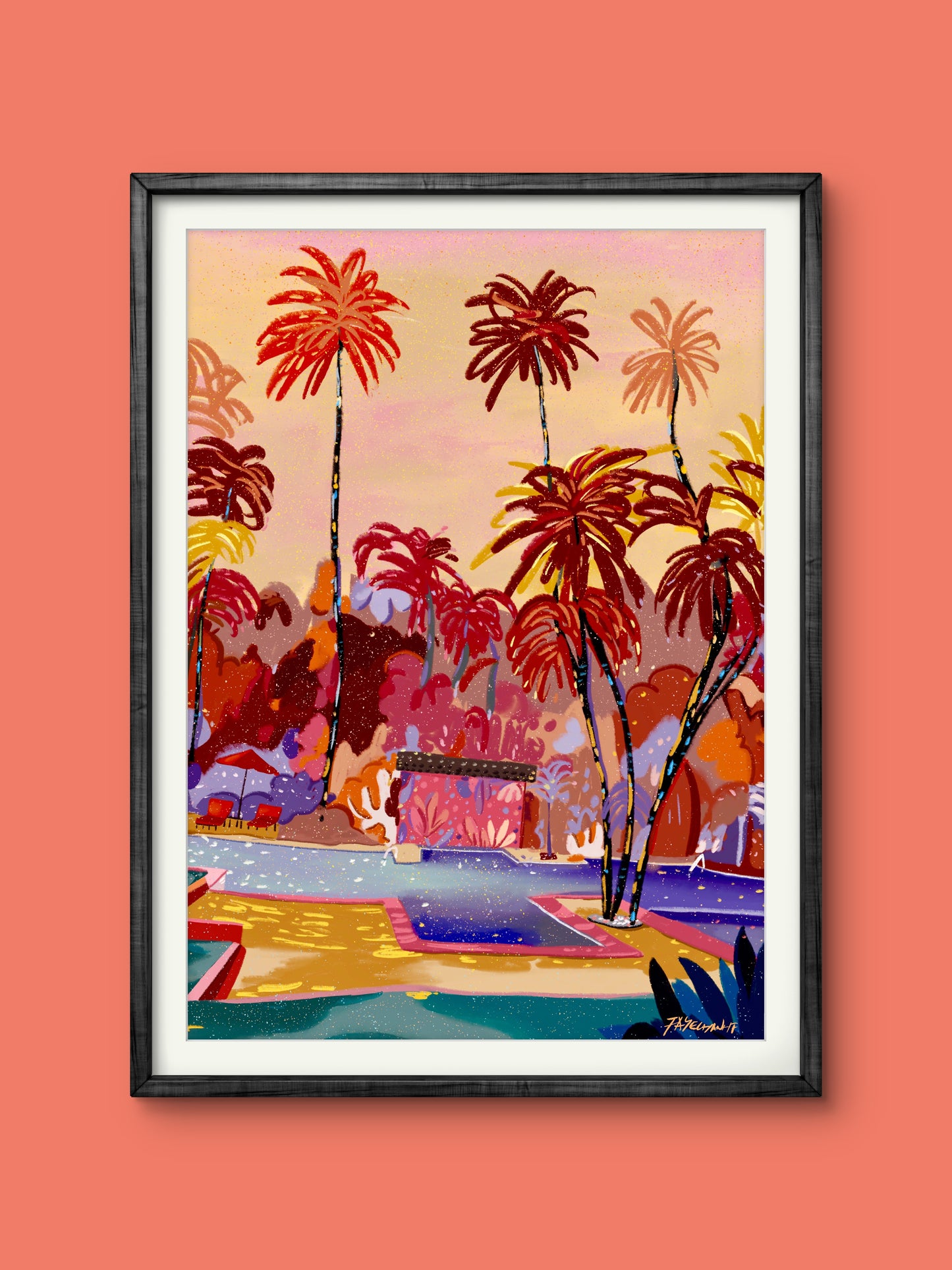 The Swimming Pool Illustration Print