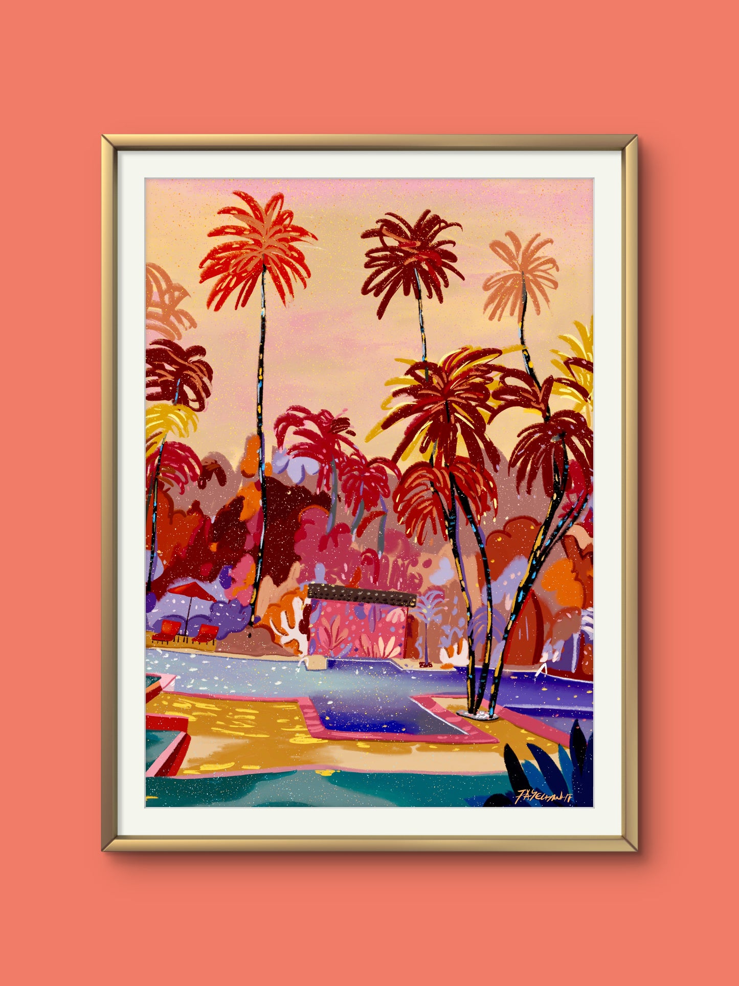 The Swimming Pool Illustration Print