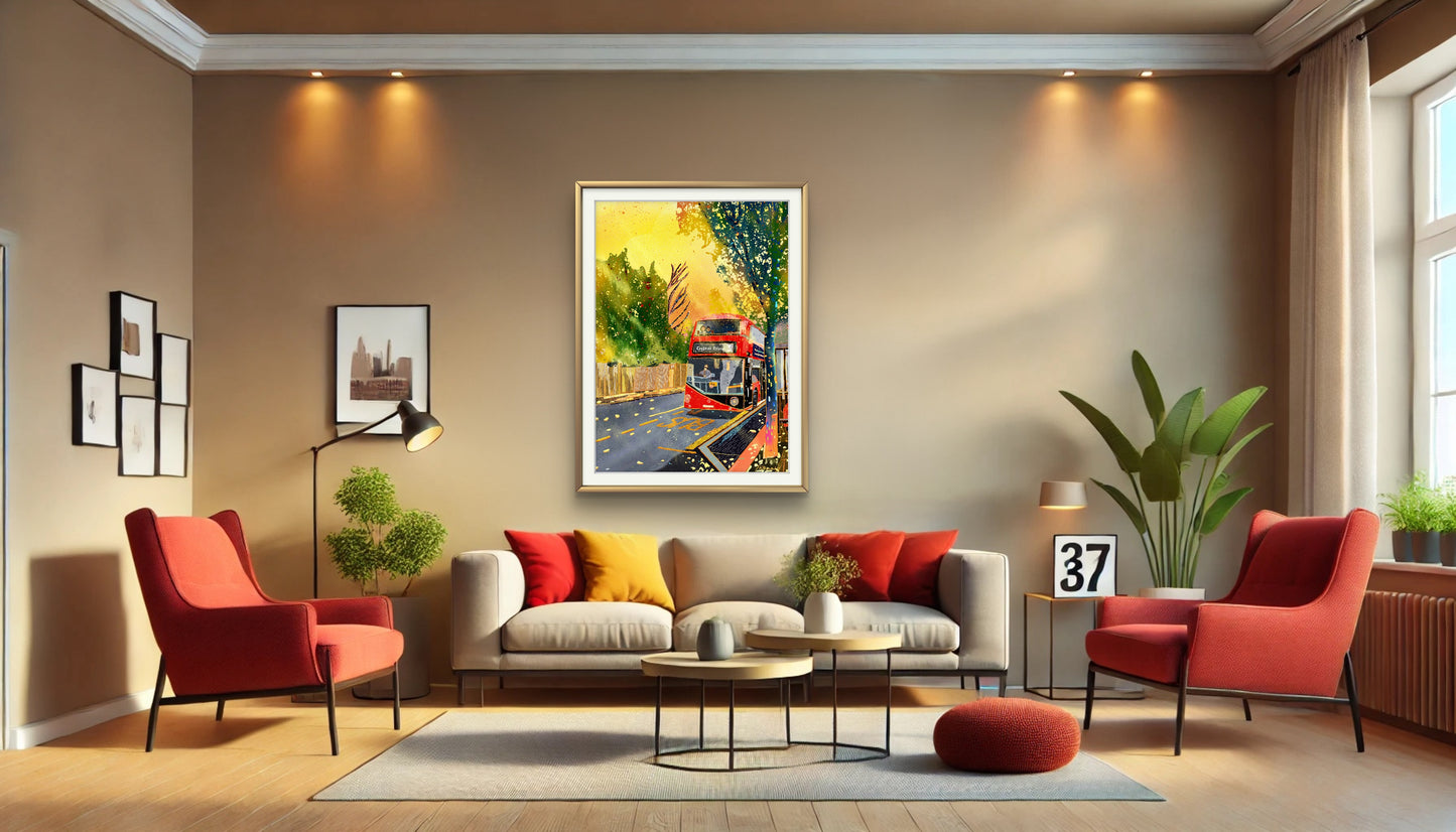 London Routemaster Bus Illustration Print