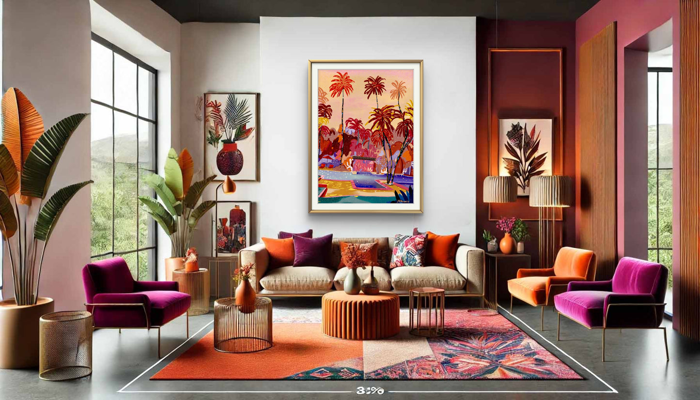 The Swimming Pool Illustration Print