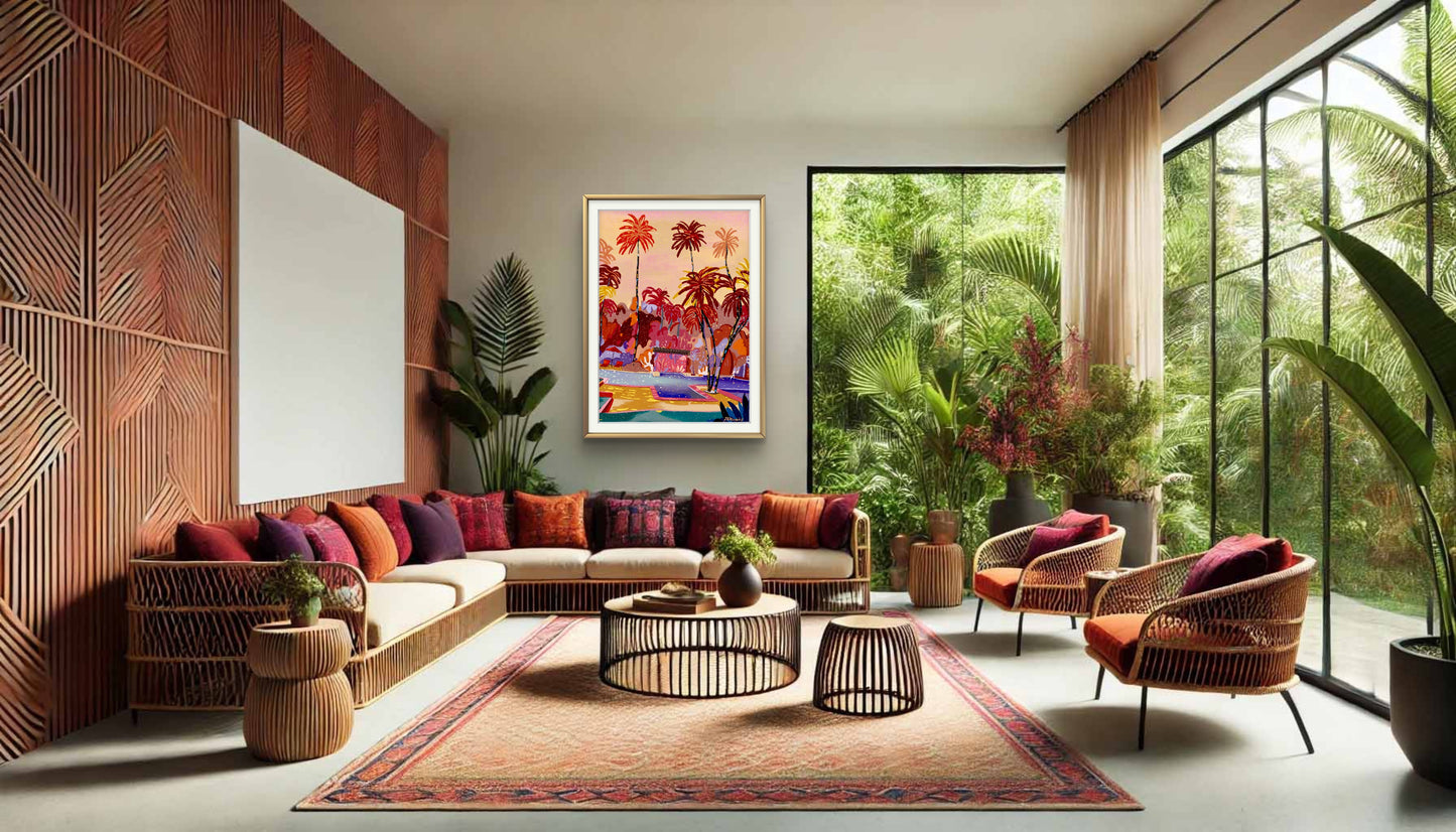 The Swimming Pool Illustration Print