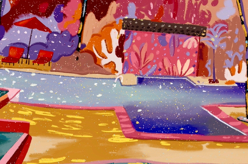 The Swimming Pool Illustration Print