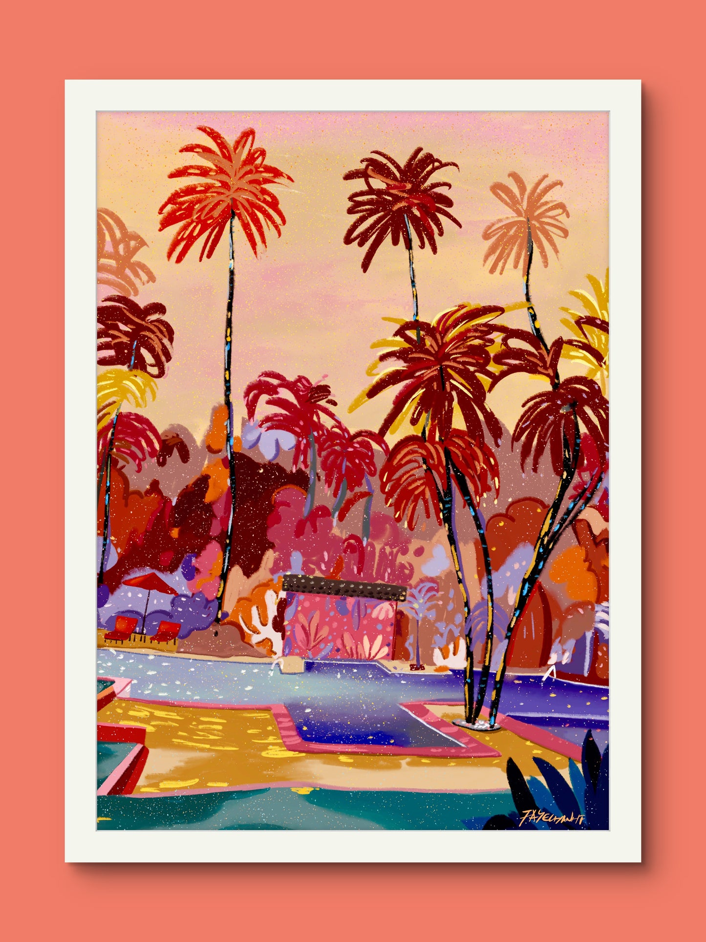 The Swimming Pool Illustration Print
