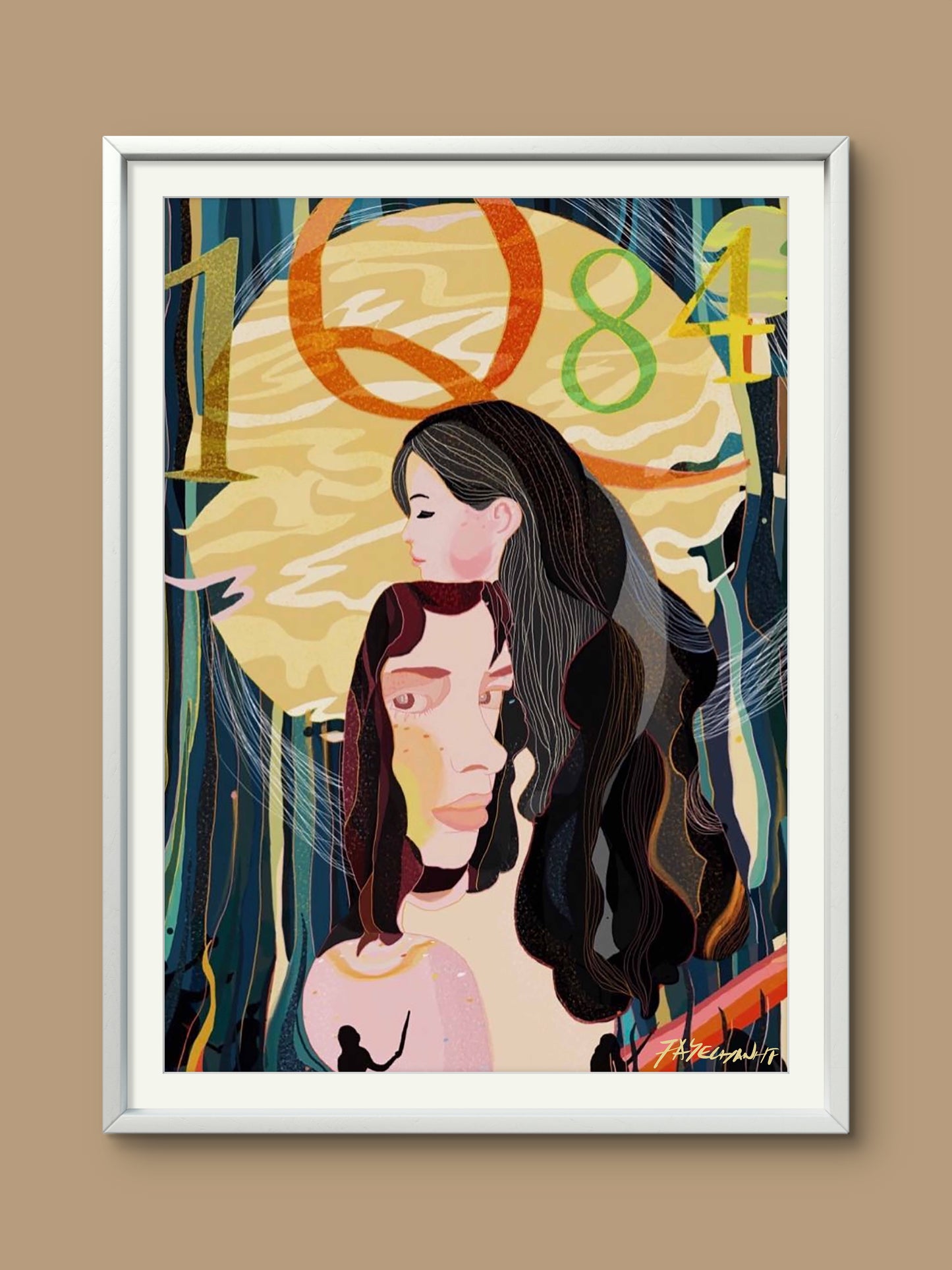 1Q84 book novel by Haruki Murakami Illustration Print