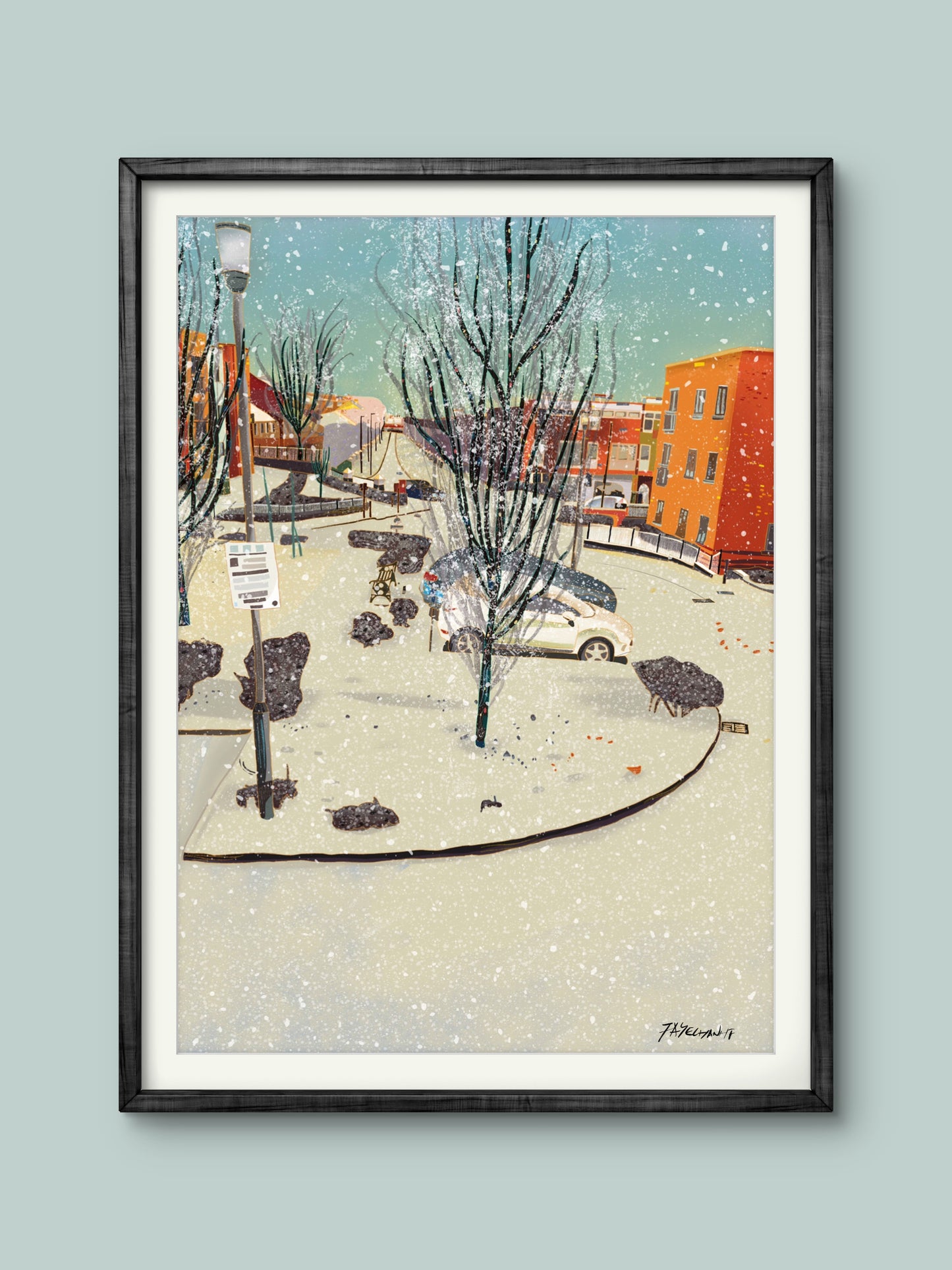 Winter in London Illustration Print