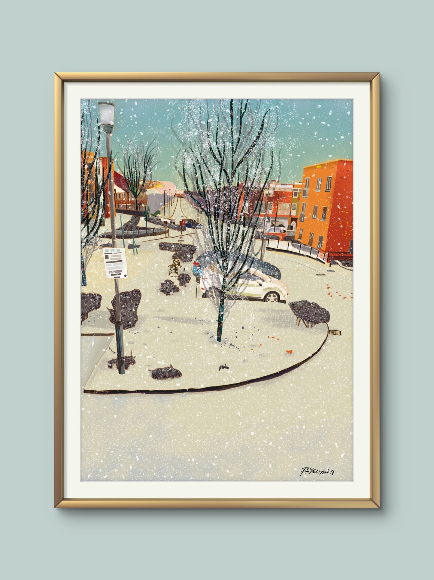 Winter in London Illustration Print