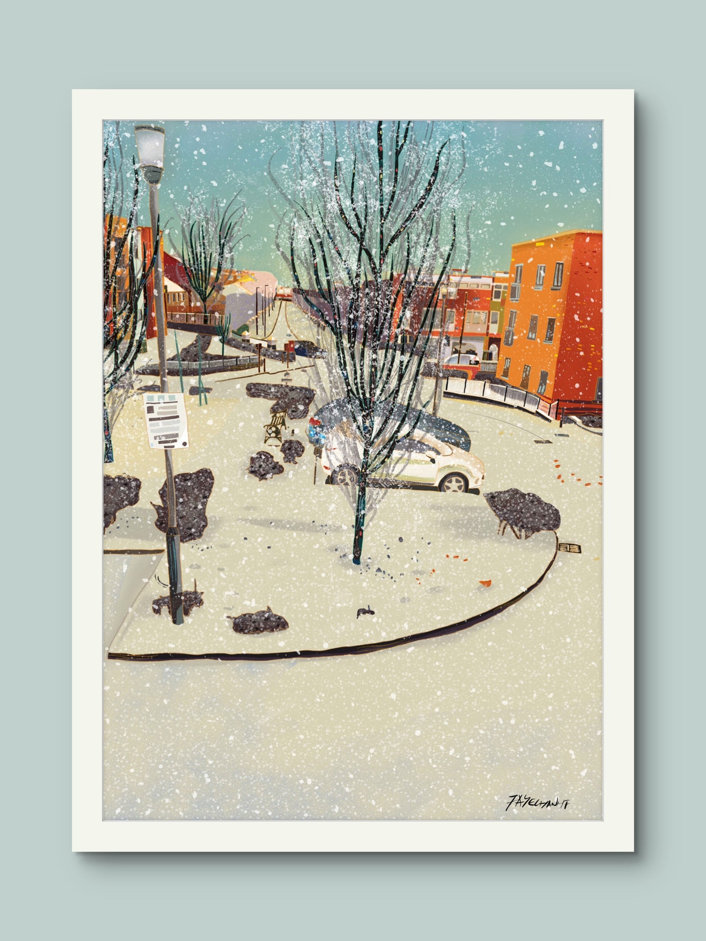 Winter in London Illustration Print