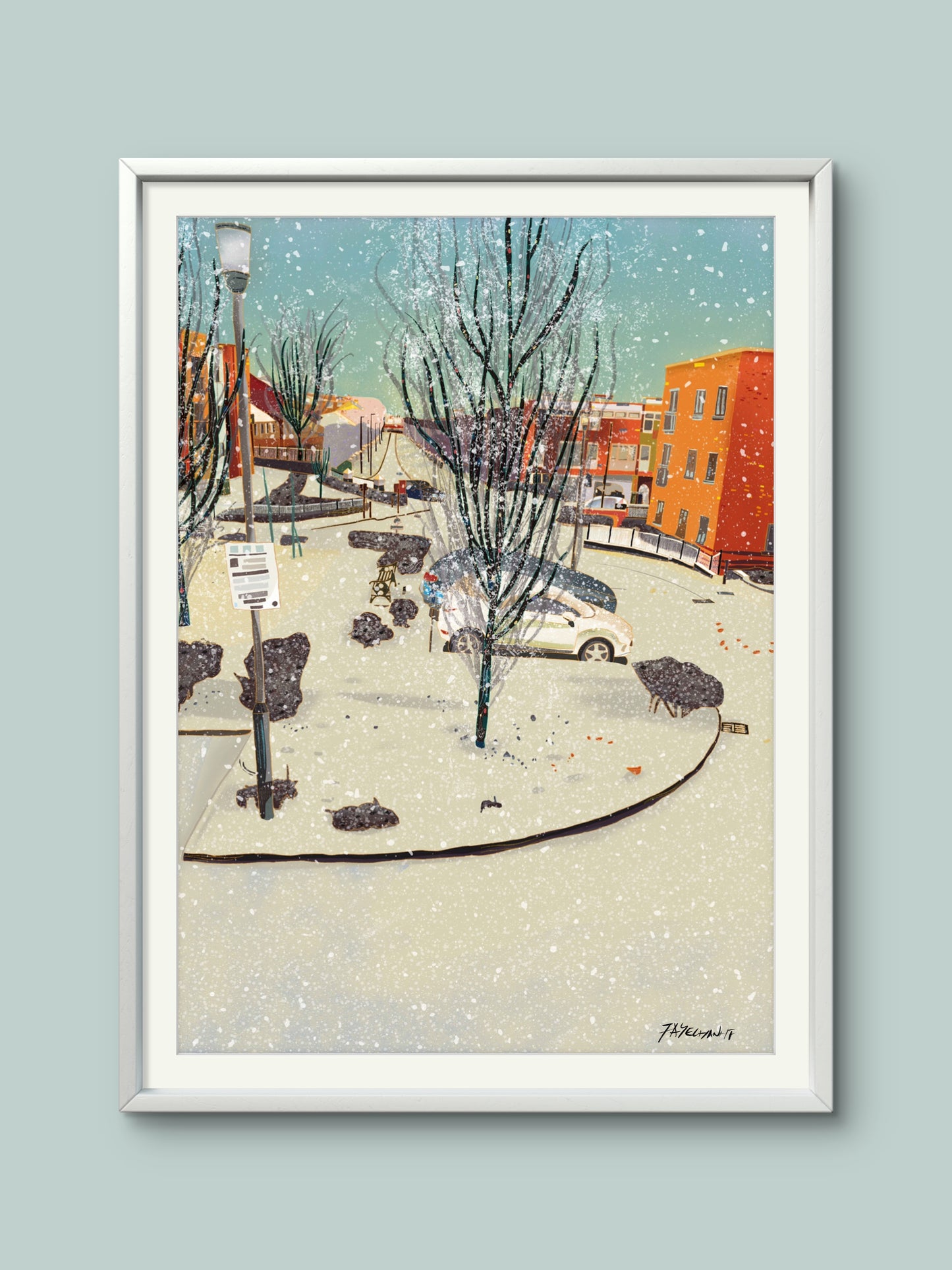 Winter in London Illustration Print