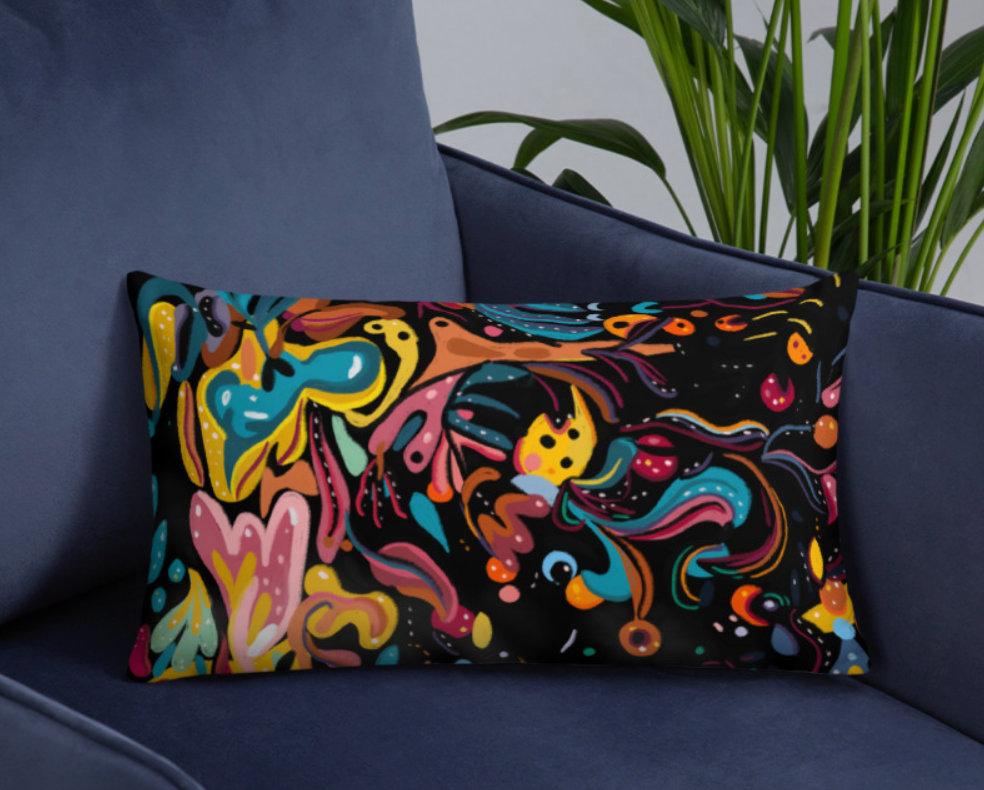 Summer Fruit Black Double-sided Cushion