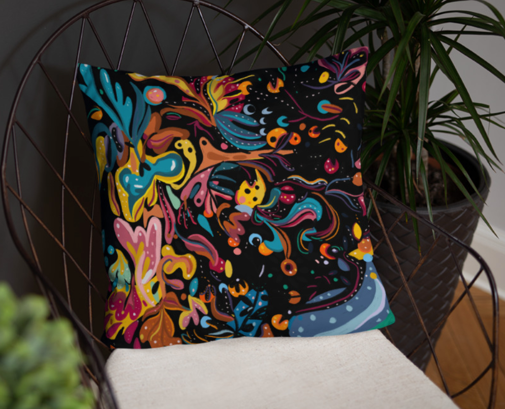 Summer Fruit Black Double-sided Cushion